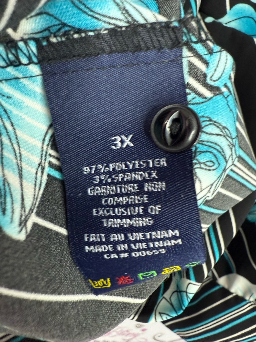 Penningtons shirt y2k Black Button-Down Top with Teal Floral Print - Picture 8 of 10